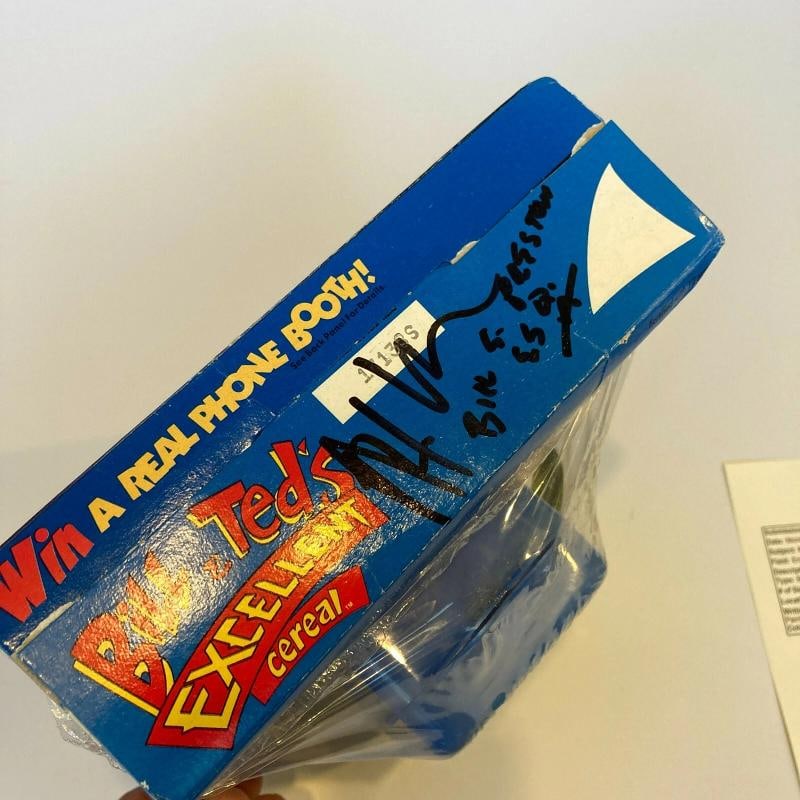 Keanu Reeves Alex Winter Bill & Ted's Excellent Adventure Signed Cereal Box JSA - 5