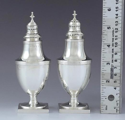 1802/1805 Fab Pair English Georgian Sterling Silver Shakers / Casters - 2