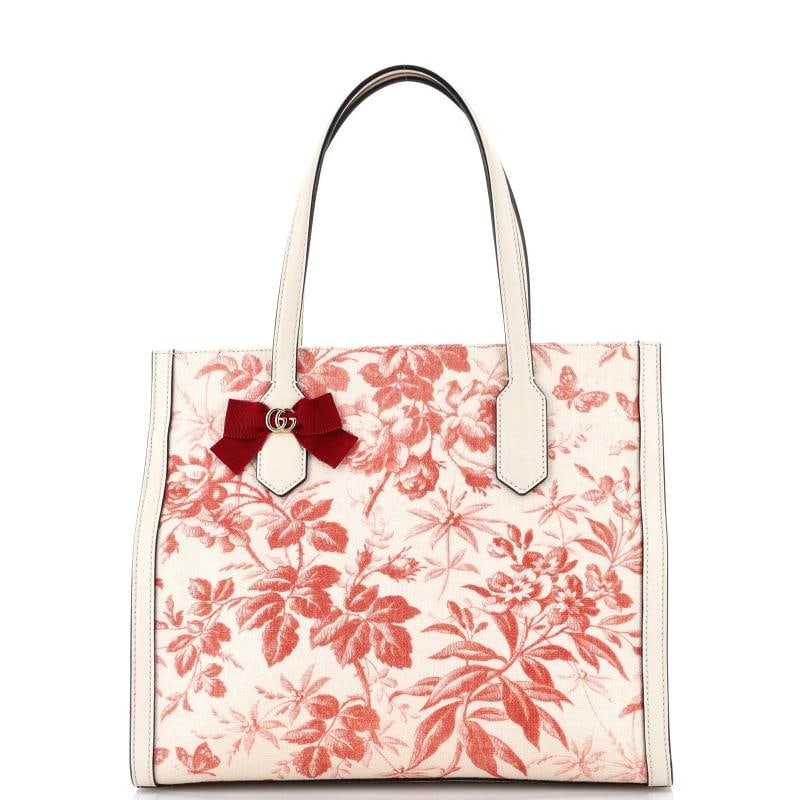 Gucci GG Ribbon Tote Coated Printed Canvas Medium: Measurements: Handle Drop 7", Height 11", Width 13", Depth 5" . Condition: Pre-owned - Good,Brand: Gucci,Exterior Material: Canvas Plain,Style: Totes,Exterior Color: Neutral,Department: Women,Size: