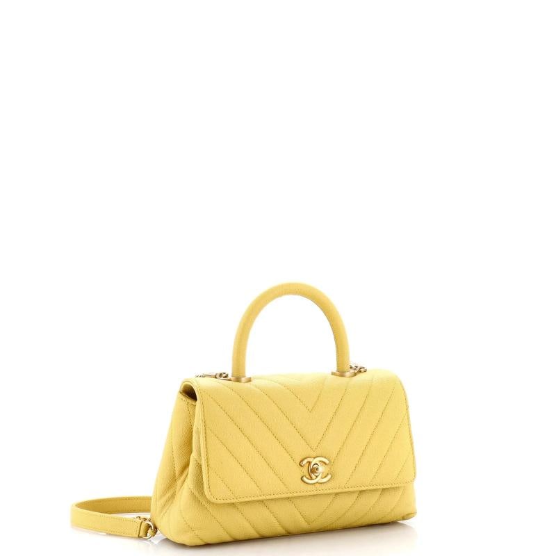 Chanel Coco Top Handle Bag Chevron Caviar Mini - 2