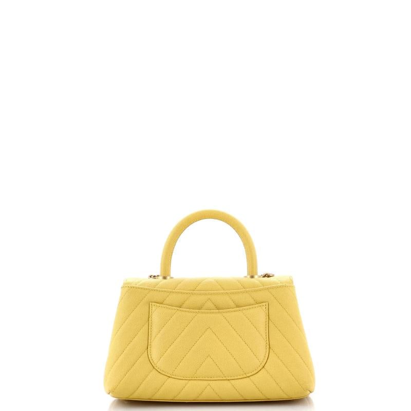 Chanel Coco Top Handle Bag Chevron Caviar Mini - 3