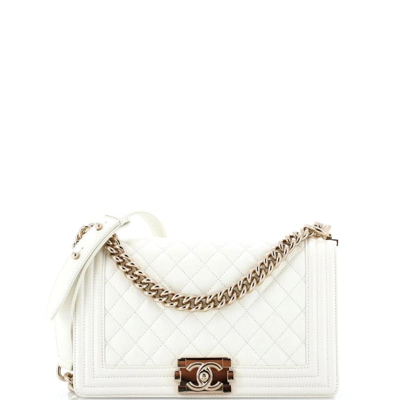 Chanel Boy Flap Bag Quilted Caviar Old Medium: Accessories: Dust Bag Measurements: Handle Drop 11", Height 6", Width 10", Depth 3", Strap Drop 20". Condition: Pre-owned - Excellent,Brand: Chanel,Exterior Material: Leather,Style: Cross Body Bags,Ex