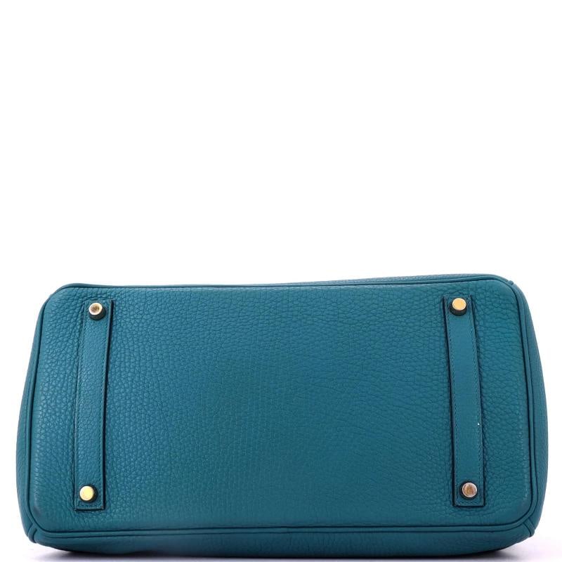 Hermes Birkin Handbag Blue Clemence with Gold Hardware 35 - 4