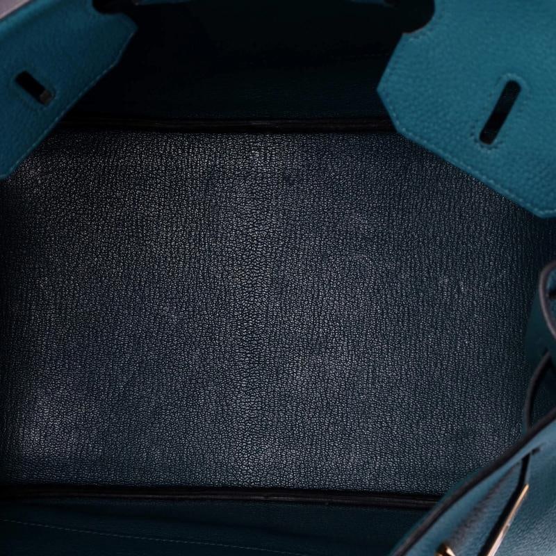 Hermes Birkin Handbag Blue Clemence with Gold Hardware 35 - 5