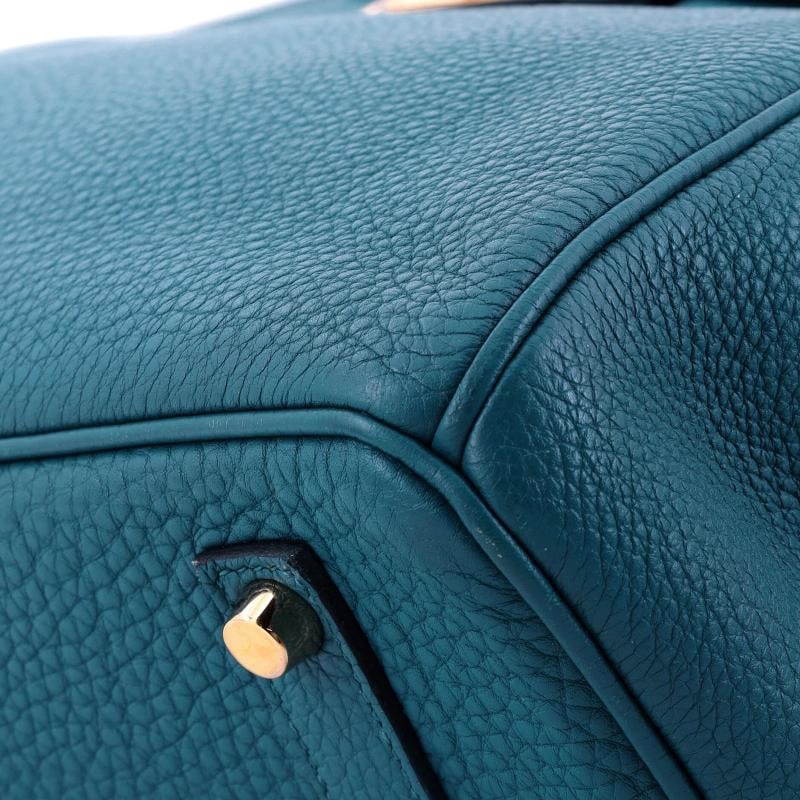 Hermes Birkin Handbag Blue Clemence with Gold Hardware 35 - 7