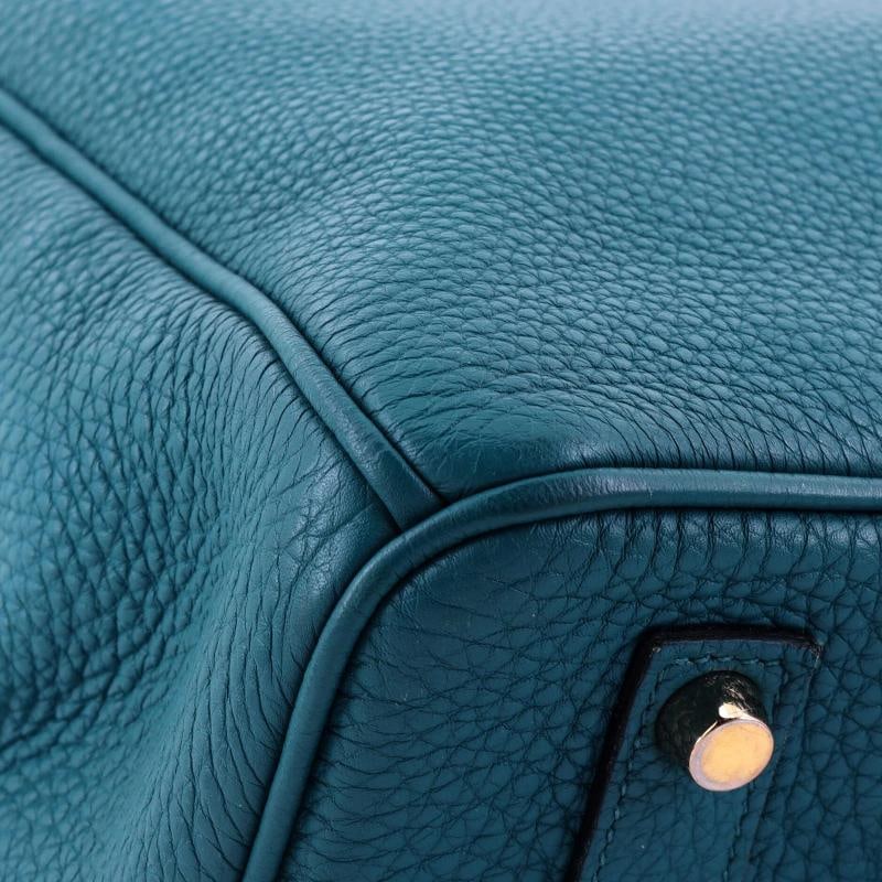Hermes Birkin Handbag Blue Clemence with Gold Hardware 35 - 8