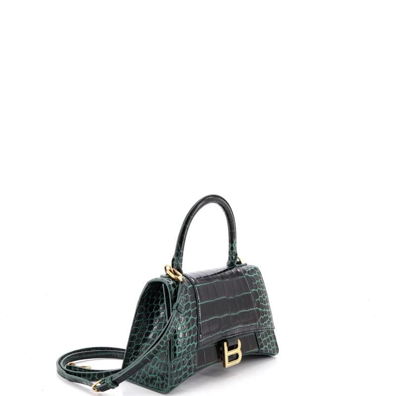 Balenciaga Hourglass Top Handle Bag Crocodile Embossed Leather Small - 2