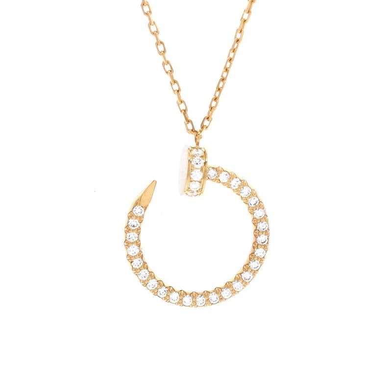 Cartier Juste un Clou Pendant Necklace 18K Yellow Gold and Pave Diamonds: Measurements: Length: 16.25 - 17.75 ", Pendant Length: 22.70 mm, Pendant Width: 18.80 mm . Condition: Pre-owned - Good,Brand: Cartier,Main Stone: Diamond,Metal: 18K Yellow Gold,Metal Purity: 18K,Style