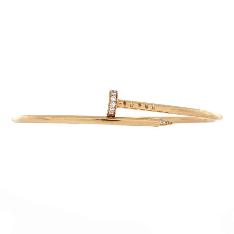 Cartier Juste un Clou Bracelet 18K Yellow Gold with Diamonds Small: Measurements: Circumference: 6 ", Width: 2.50 mm . Condition: Pre-owned - Good,Brand: Cartier,Main Stone: Diamond,Metal: 18K Yellow Gold,Metal Purity: 18K,Style: Bracelet,Type: Bracelet,Color: Yellow