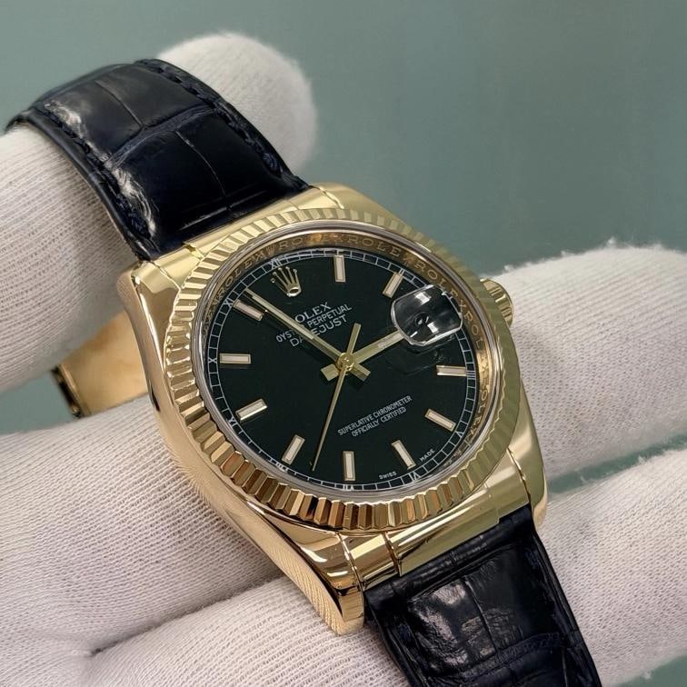 Rolex Datejust 116138 36mm Black Dial 18k Yellow Gold Box Paper - 4