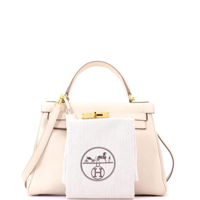 Hermes Kelly Handbag Light Togo with Gold Hardware 28 - 2