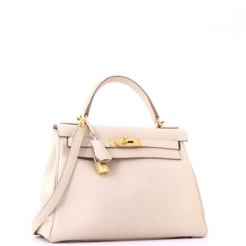 Hermes Kelly Handbag Light Togo with Gold Hardware 28 - 3