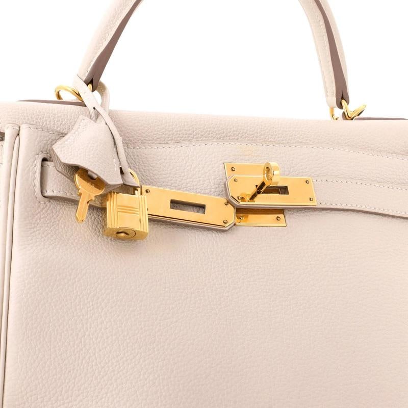 Hermes Kelly Handbag Light Togo with Gold Hardware 28 - 8