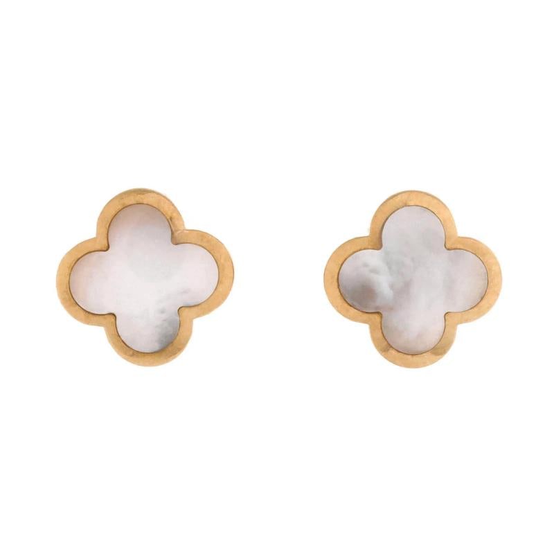 Van Cleef & Arpels Pure Alhambra Stud Earrings 18K Yellow Gold and Mother of: Condition: Pre-owned - Good,Brand: Van Cleef & Arpels,Main Stone: Unknown,Metal: 18K Yellow Gold,Metal Purity: 18K,Style: Stud,Type: Earrings,Color: Yellow Gold,Material: 18K Yellow Gold, Mother Of Pe