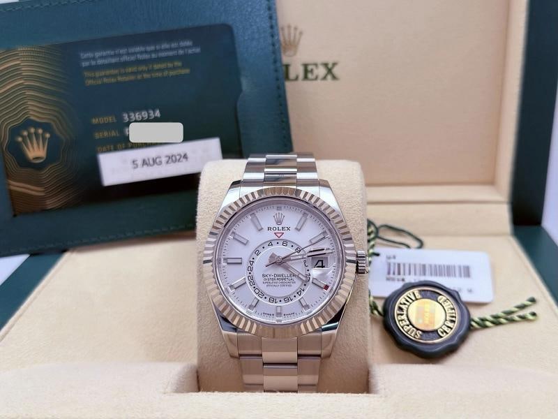 2024 Rolex Sky Dweller 336934 42mm White Dial 18k White Gold Steel Box Paper - 10