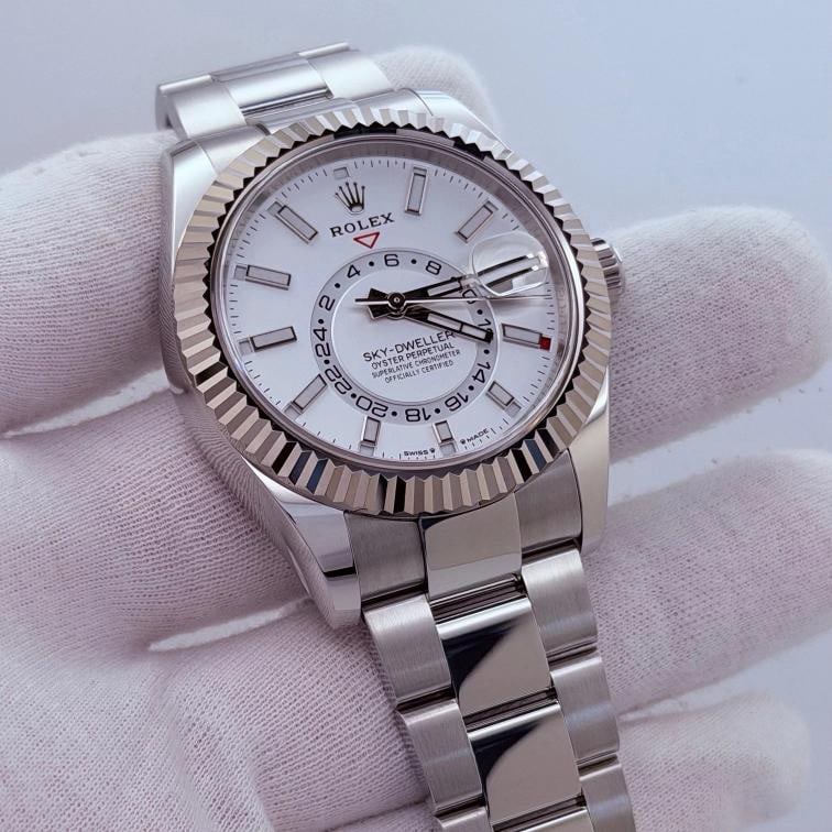 2024 Rolex Sky Dweller 336934 42mm White Dial 18k White Gold Steel Box Paper - 2