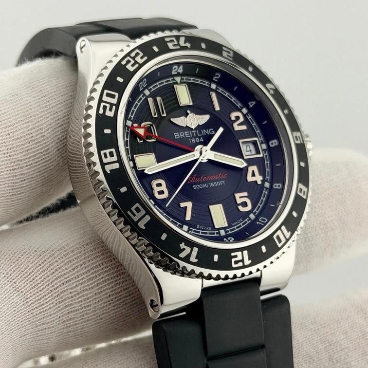 Breitling Superocean GMT A32380 41mm Black Dial Stainless Steel Box Papers - 10