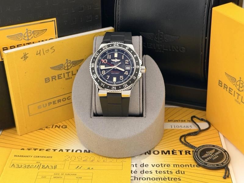 Breitling Superocean GMT A32380 41mm Black Dial Stainless Steel Box Papers - 11