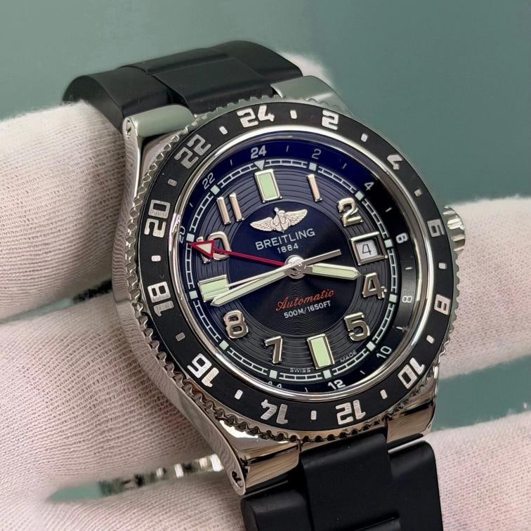 Breitling Superocean GMT A32380 41mm Black Dial Stainless Steel Box Papers - 2