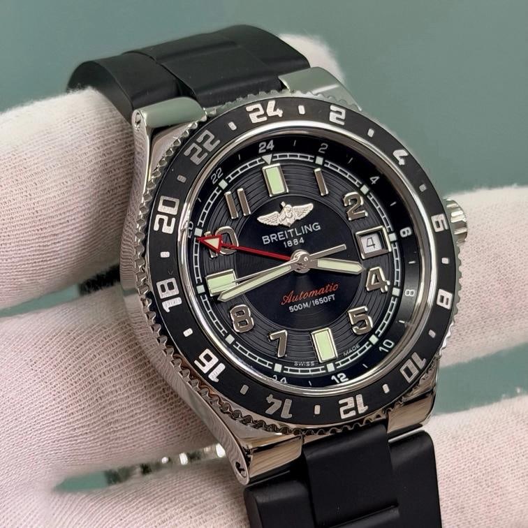 Breitling Superocean GMT A32380 41mm Black Dial Stainless Steel Box Papers - 4