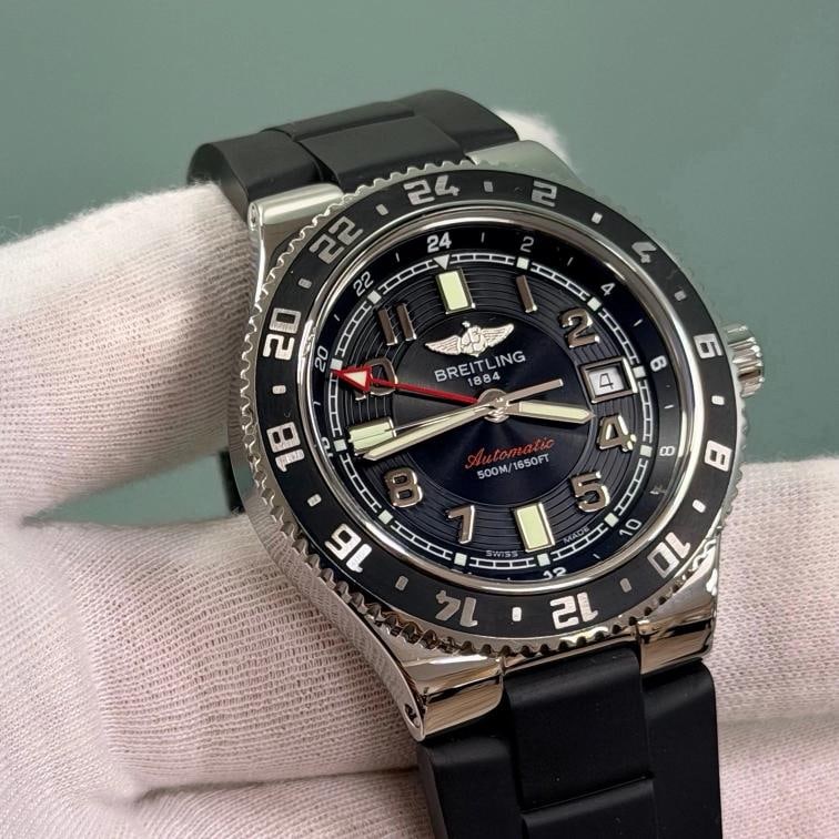 Breitling Superocean GMT A32380 41mm Black Dial Stainless Steel Box Papers - 5