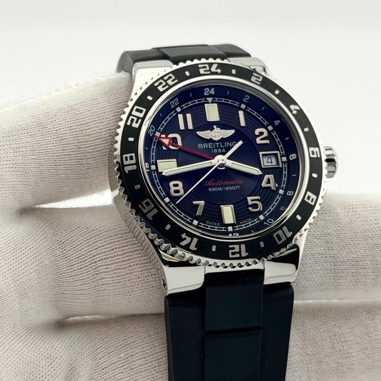 Breitling Superocean GMT A32380 41mm Black Dial Stainless Steel Box Papers - 7