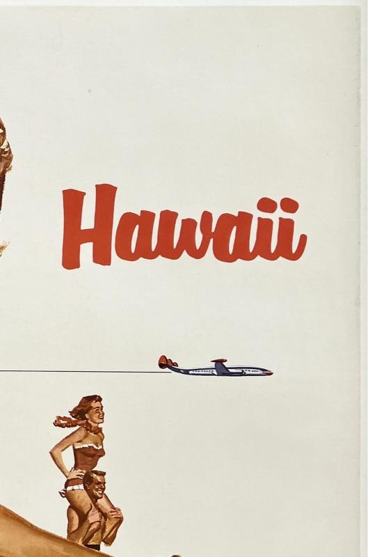 Original Vintage Poster HAWAII NORTHWEST ORIENT AIRLINES Airline Travel LINEN - 3