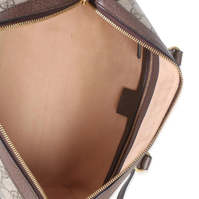 Gucci Beige GG Supreme Monogram Canvas Web Medium Ophidia Boston Bag - 2