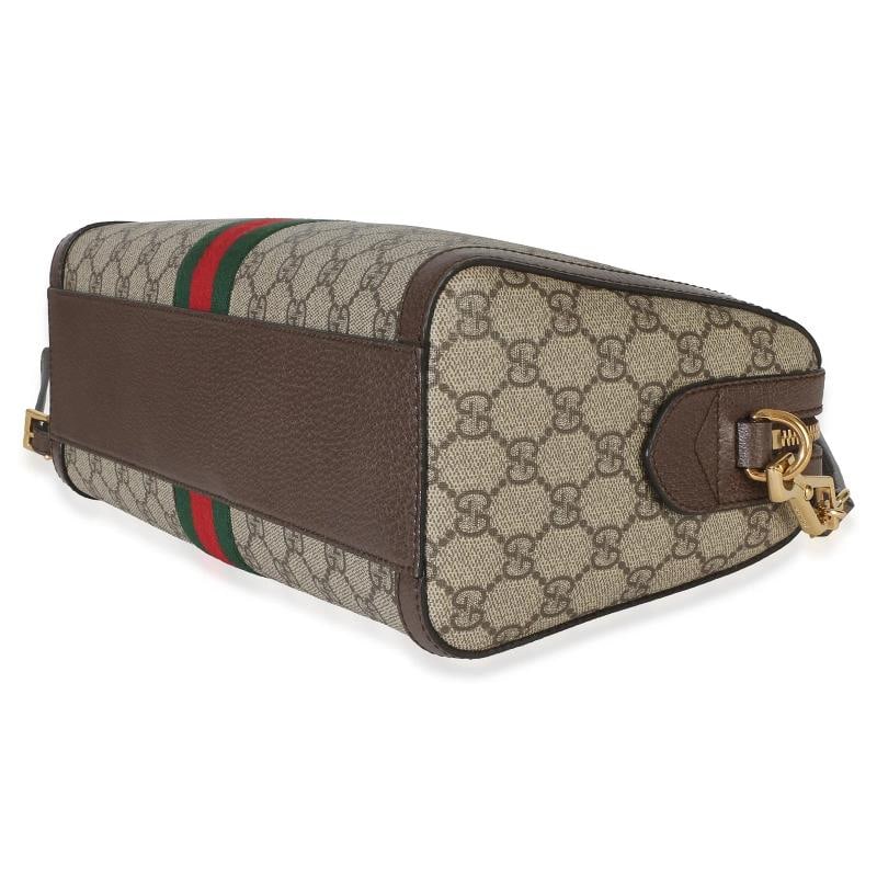 Gucci Beige GG Supreme Monogram Canvas Web Medium Ophidia Boston Bag - 7