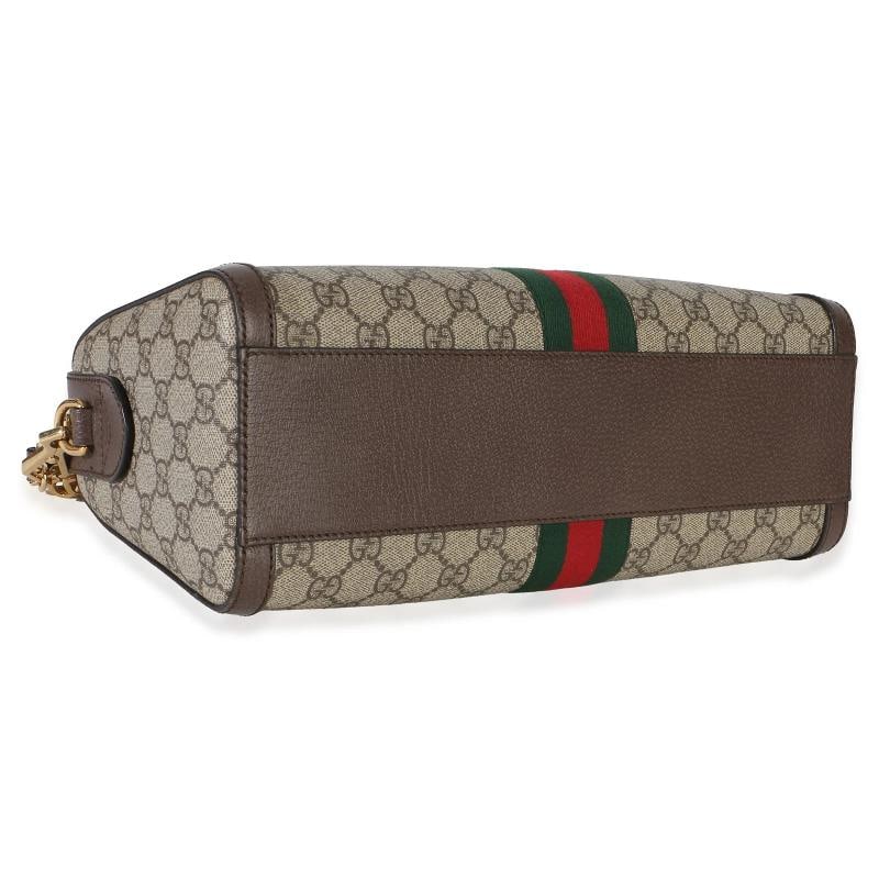 Gucci Beige GG Supreme Monogram Canvas Web Medium Ophidia Boston Bag - 8