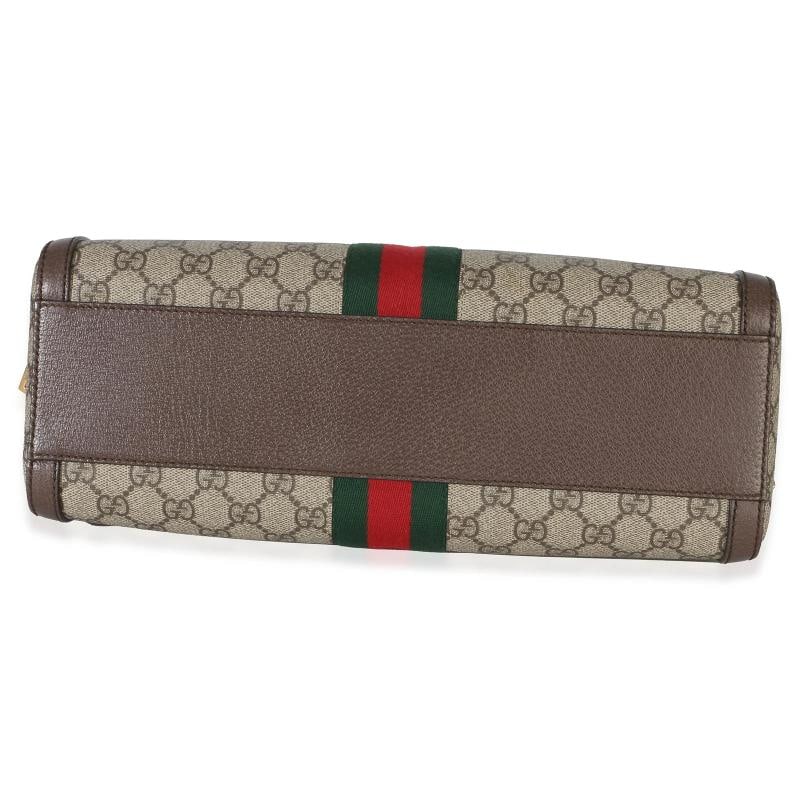 Gucci Beige GG Supreme Monogram Canvas Web Medium Ophidia Boston Bag - 9