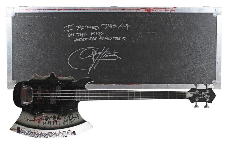 Gene Simmons Authentic Signed & Inscribed Stage Used Axe Guitar & Case BAS LOA: Object Type: Guitar & Guitar Pick,Industry: Music,Original/Reproduction: Original,Autograph Authentication: Beckett,PRODUCT_COA: Beckett,PRODUCT_SIGNED_BY_BRAND: KISS,PRODUCT_SIGNED_BY_NAME: Gene