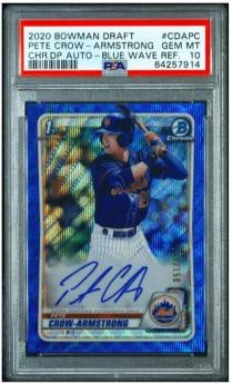2020 Bowman Chrome Draft Pete-Crow Armstrong PCA PSA 10 Auto Blue Wave /150: 2020 Bowman Chrome Draft Pete-Crow Armstrong PCA PSA 10 Auto Blue Wave /150