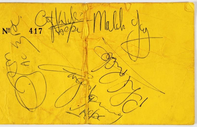 AC/DC Angus, Malcolm, Scott, Rudd & Williams Signed 3.25x6 1978 Ticket Pass JSA - 3
