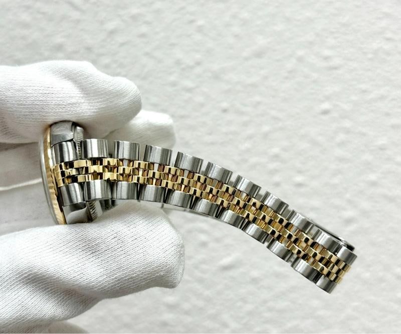 2002 Rolex Ladies Datejust 79173 Black MOP Diamond Dial Steel 18k Gold Box Paper - 10