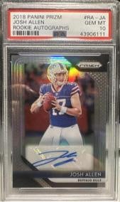 2018 Panini Prizm Josh Allen PSA 10 Auto Rookie Silver: 2018 Panini Prizm Josh Allen PSA 10 Auto Rookie Silver
