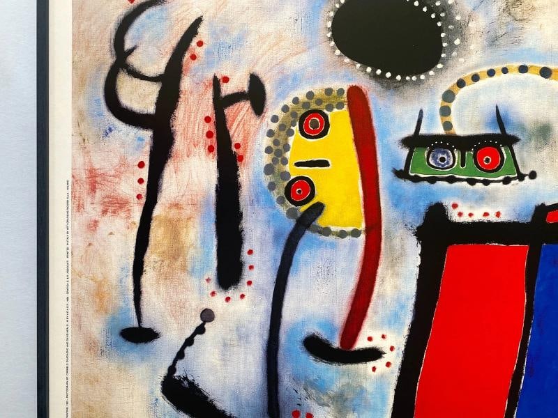 JOAN MIRO RARE 1986 LITHOGRAPH PRINT FRAMED MODERNIST POSTER " PAINTING " 1953 - 5