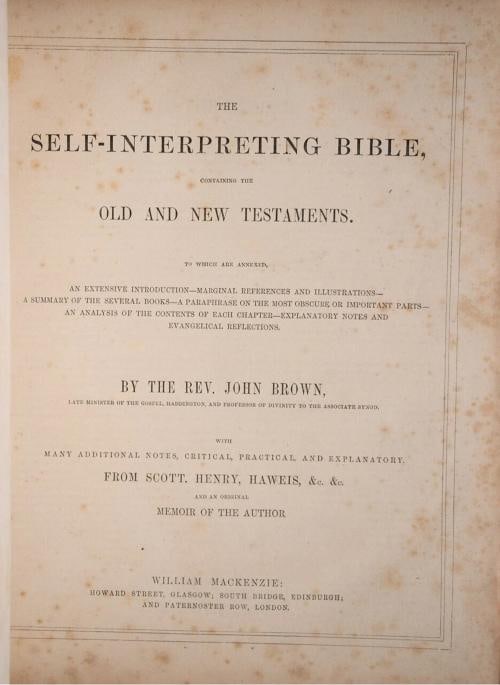 1868 Self-Interpreting Bible Large Family Bible 12" Tall Illustrated Fine Leathe - 12
