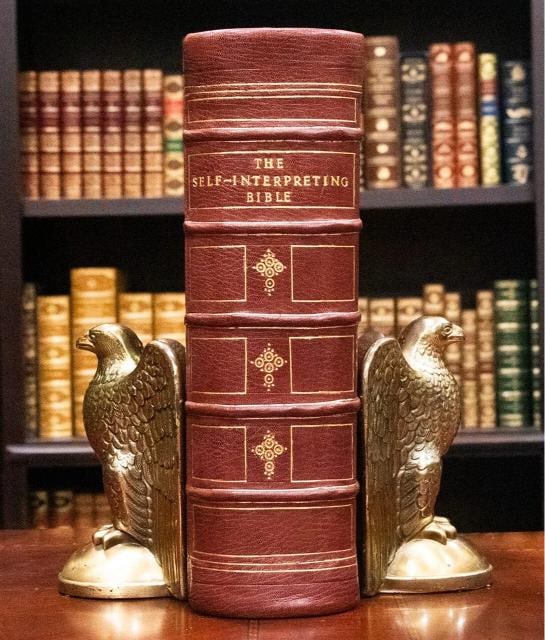 1868 Self-Interpreting Bible Large Family Bible 12" Tall Illustrated Fine Leathe - 2