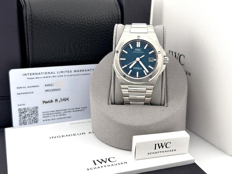 2024 IWC Ingenieur Automatic IW328903 40mm Aqua Blue Dial Steel Box Paper: Condition: Pre-owned - Excellent,Bezel Color: Silver,Year Manufactured: 2024,Band/Strap: Bracelet,Case Color: Silver,Department: Men,Watch Shape: Round,Style: Luxury, Sport,Case Size: 40 mm,Features: