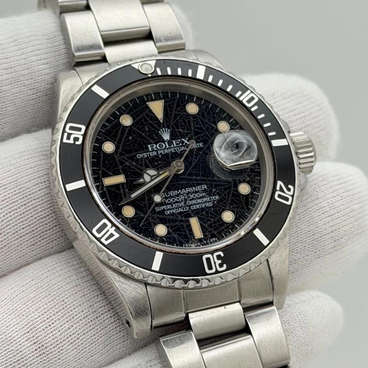 Rolex Submariner 16800 40mm Black SPIDER DIAL Stainless Steel Box Papers - RARE - 4