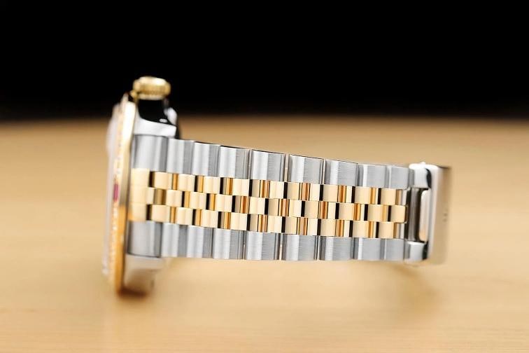 ROLEX MENS DATEJUST 16013 WHITE ROMAN DIAL DIAMOND RUBY 18K GOLD STEEL WATCH - 5