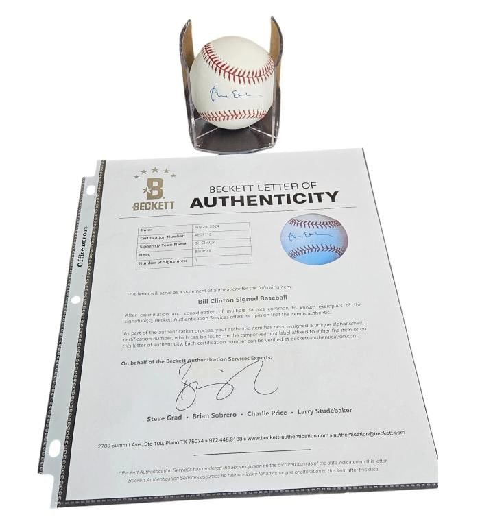 President Bill Clinton Signed Autograph Rawlings MLB Baseball BECKETT BAS LOA - 2