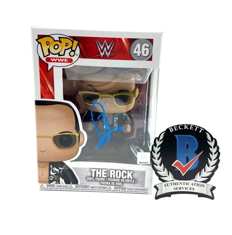 WWE WWF THE ROCK SIGNED AUTOGRAPH FUNKO POP 46 BECKETT BAS COA DWAYNE JOHNSON: Player: Dwayne Johnson,Sport: Wrestling,League: WWE,Original/Reprint: Original,Product: FUNKO POP,Country of Origin: United States
