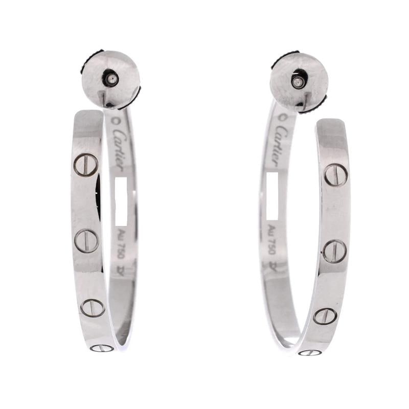 Cartier Love Hoop Earrings 18K White Gold Large - 3