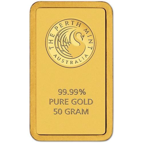 50 gram Gold Bar - Perth Mint - 99.99 Fine in Assay - 3