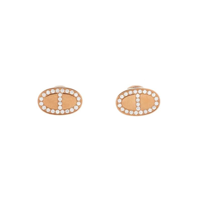 Hermes Chaine d'Ancre Contour Stud Earrings 18K Rose Gold and Diamonds: Condition: Pre-owned - Good,Brand: Hermes,Main Stone: Diamond,Metal: 18K Rose Gold,Metal Purity: 18K,Style: Stud,Type: Earrings,Color: Rose Gold,Material: 18K Rose Gold, Diamond Estimated Retail