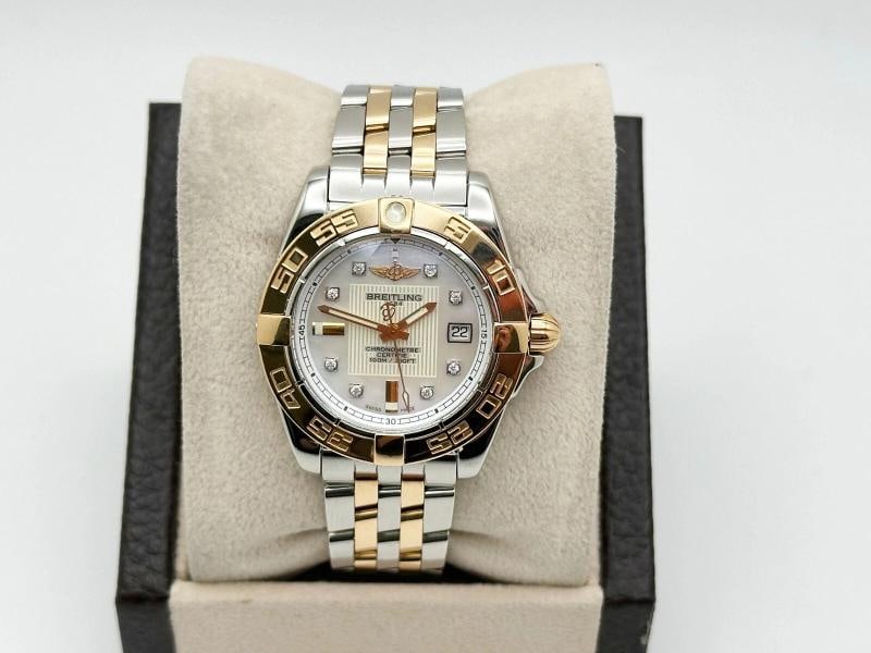 Breitling Ladies Galactic 32 C71356 MOP Diamond 18K Rose Gold Steel Box Paper - 2