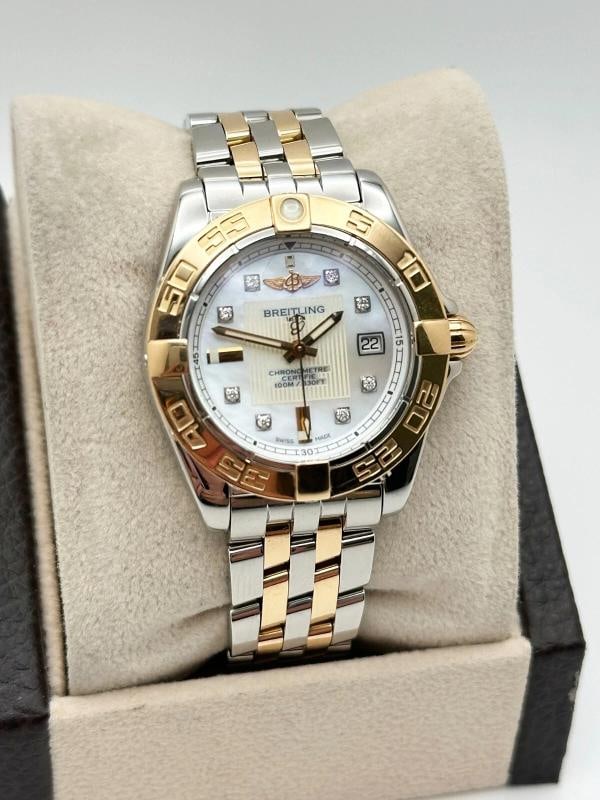Breitling Ladies Galactic 32 C71356 MOP Diamond 18K Rose Gold Steel Box Paper - 3