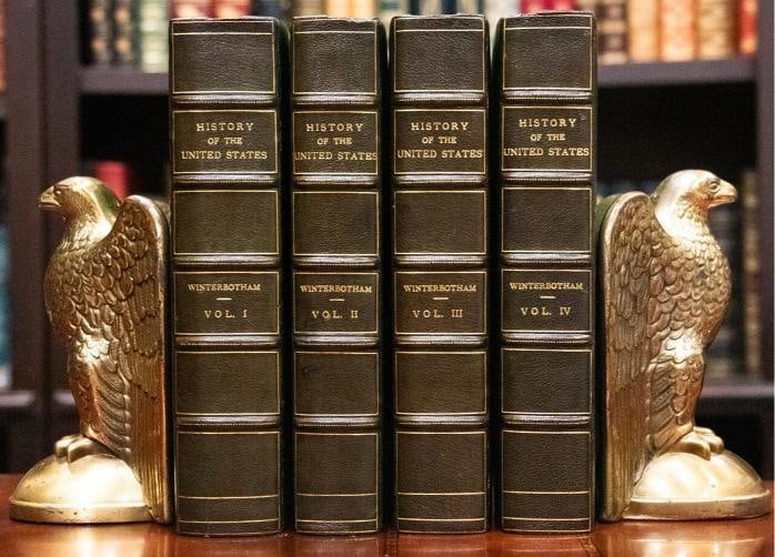 1795 View of the American United States Winterbotham Extra Illustrated 1stED: Binding: Leather,Place of Publication: London,Language: English,Special Attributes: 1st Edition, Illustrated, Extra Illustrated, Rare, Fine Leather Bindings, Great Condition, Color Plates,Author: W.